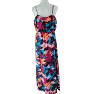 Loft Maxi Dress Bright Watercolor Spaghetti Strap Size 12 EUC